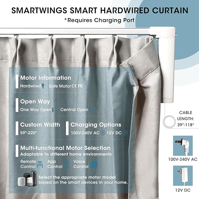 SmartWings Automatic Curtain Opener with Drapery, Motorized Vertical Blinds with Remote, Electric Closet Doors Sliding Panels Compatible with Alexa Google Homekit, 90% Blackout Cream