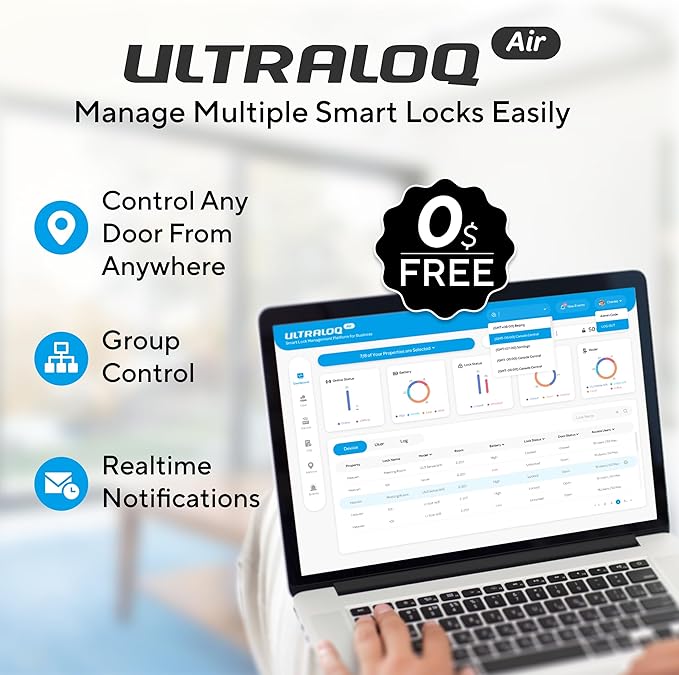 ULTRALOQ Latch 5 Built-in WiFi Smart Lock with NFC, 5-in-1 Keyless Entry Door Lock with Touch Digital Keypad, Smart Handle Lock, App Control, Black