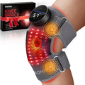 Red Light Therapy Knee Brace &Vibration Knee Massage, 660nm & 850nm Rechargeable Near Infrared Light Therapy Device for Knee/Elbow/Shoulder for Cordless Use, Gray.