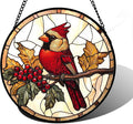 DASTOLL Stained Glass Window Hanging, Birds on a Branch Cardinal Sun Catchers Diamond Glass Panel Hangings Suncatcher Decor for Birthday for Women, Men, Wife, Aunt,and Mom 7.8X7.8IN