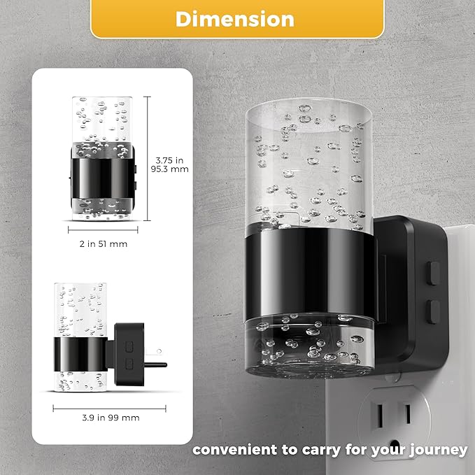 L LOHAS LED Night Lights Plug into Wall, Dimmable Night Light with Dusk-to-Dawn Sensor, Cool White/Soft White/Amber 3 Color Light, Adjustable Brightness, Bubble Nightlight with Rotatable Plug Hallway
