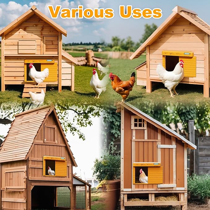 Automatic Chicken Coop Door Battery Powered, Chicken Door with Timer & Light Sensor, Chicken Coop Door with Anti-Pinch Feature