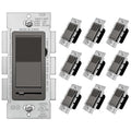 BESTTEN 10 Pack Matte Brown Dimmer Light Switch, Single Pole or 3-Way, Compatible with Dimmable LED, CFL, Incandescent and Halogen Bulb, 120VAC, UL Listed