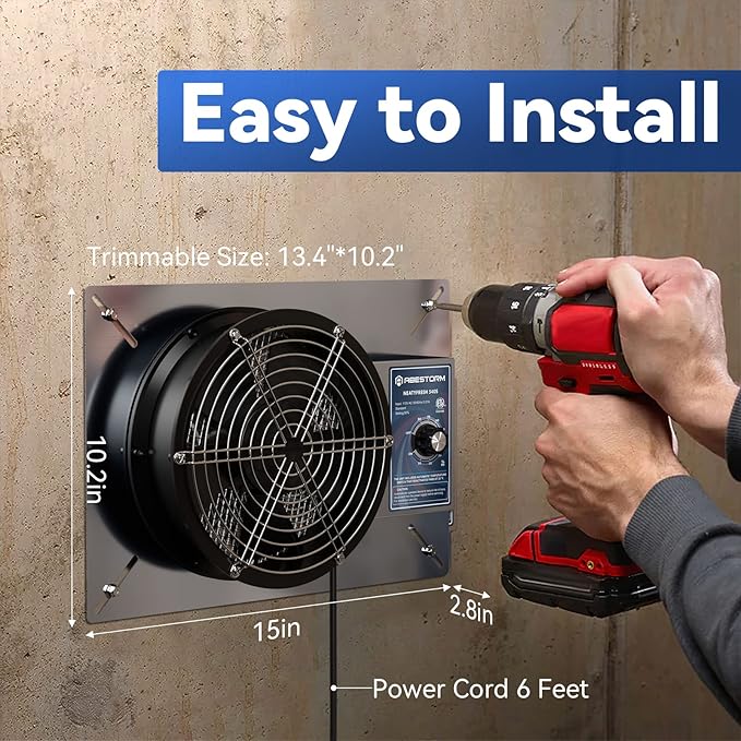 Abestorm 540CFM Crawlspace Ventilation Fans IP-55 Grade Basements Vent Fan 8.7 inches Ventilator Fan with Freeze Protection Thermostat Dehumidistat for Crawl Space Basement Attic Garage, Exhaust