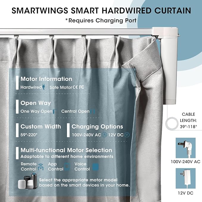 SmartWings Automatic Curtain Opener with Drapery, Motorized Vertical Blinds with Remote, Electric Closet Doors Sliding Panels Compatible with Alexa Google Homekit, 90% Blackout Sierra Grey