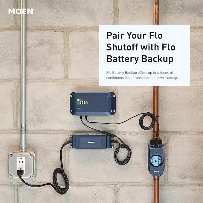 Moen Flo Smart Water Monitor and Automatic Shutoff Sensor, Wi-Fi Water Leak Detector for 3/4-Inch Diameter Pipe, 900-001