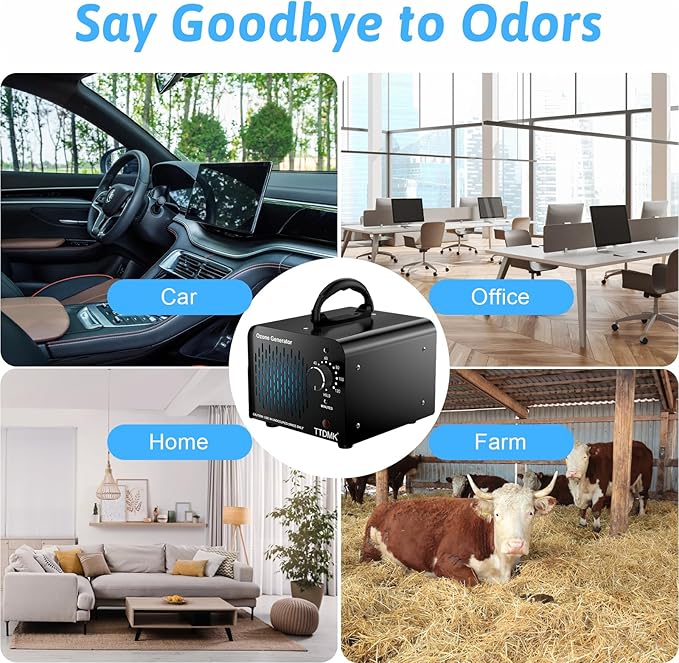 Ozone Generator 128,000mg/h, Commercial Ozone Machine Odor Removal, High Capacity Ozone Machine, Home Ozone Generator for Car, Home, Smoke, Pet, etc (Black) - by TTDMK