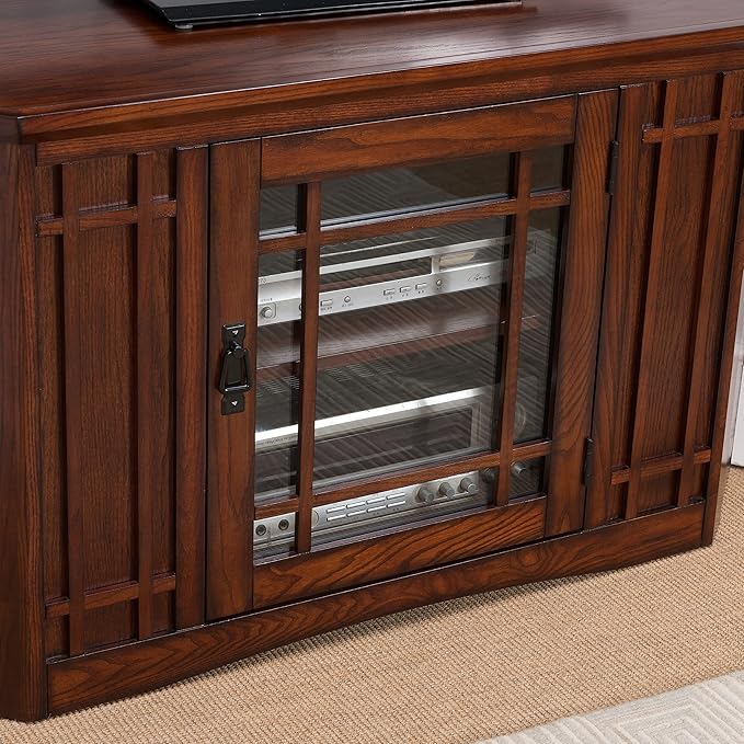 Leick Home 82285 Mission Corner TV Stand Made from Solid Wood, One Door and Adjustable Shelf, for 50" TVs, Mission Oak
