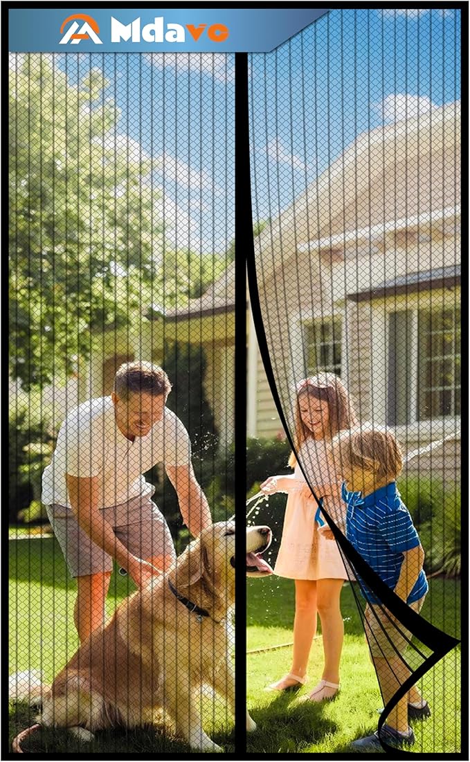 Magnetic Screen Door, Fit Door Size 32 x 96 Inches, Screen Doors with Magnets, Pet & Kid Friendly，Works with Front Doors, Sliding Doors ‎Black