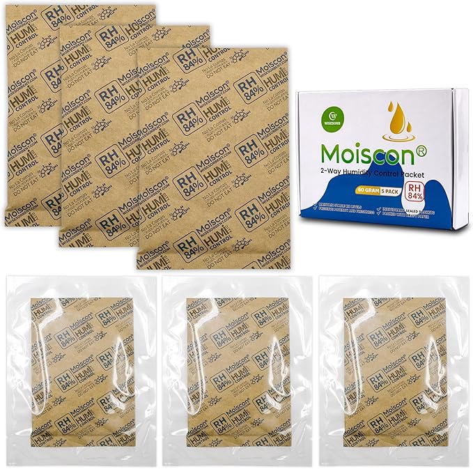 Wisesorb 84% Two-Way Humidity Control Packs for Storing 1 lb – Size 60 – 25 Pack – Seasoning Packets Moisture Control Packets Individually Wrapped, Humidifier Packs for Season Wood Humidifier Boxes