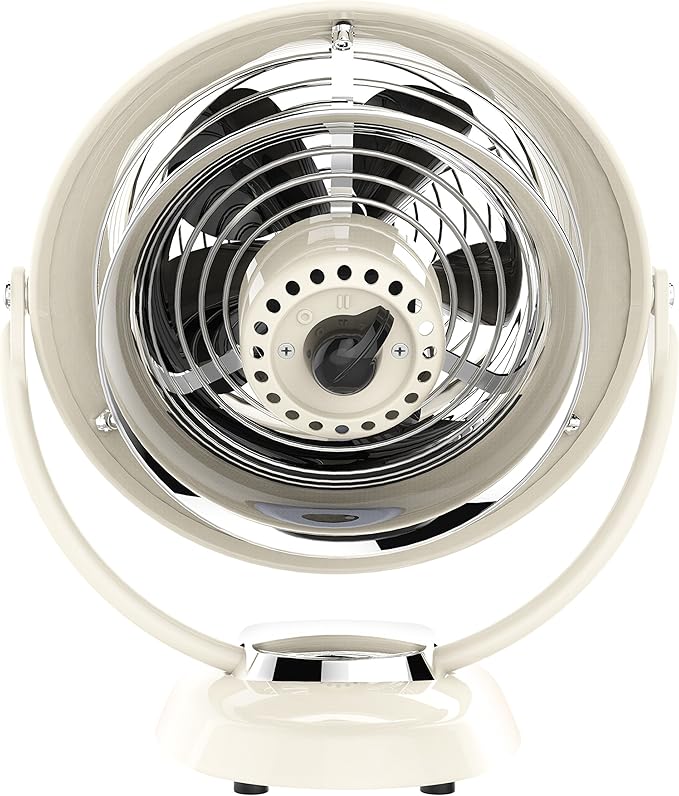 Vornado VFAN™ Jr. Vintage Fan, Small Metal Retro Air Circulator for Cooling & Décor, 2 Speed Settings, Adjustable Tilt, Powerful Airflow, Vintage Fan for Home and Bedroom, Vintage White