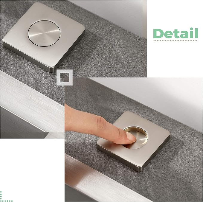 KANARY ALL Brass Square Air Switch Button for Sink Top Counter Top Garbage Disposal Part (Brushed Nickel)