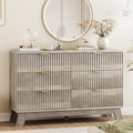 Xixini Fluted Dresser for Bedroom with 6 Drawers, 48" Wide Modern Chest of Drawers with Metal Handle, Wooden Dresser TV Stand, Wood Closet Clothes Storage Organizer for Living Room, Hallway, Grey