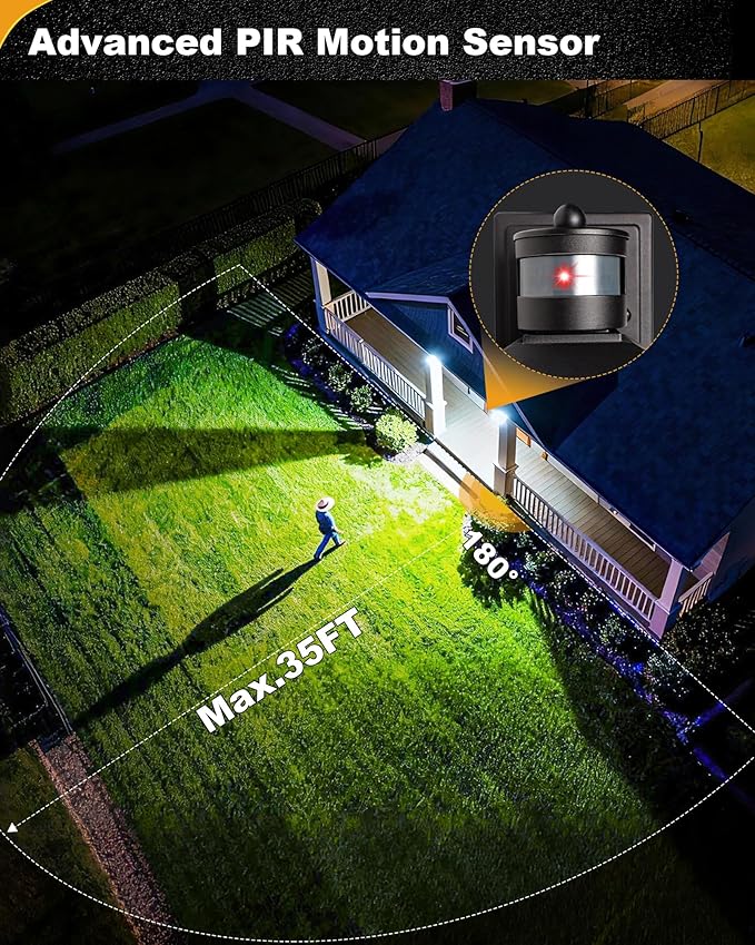 LTBLIGHT Motion Sensor Dusk to Dawn Outdoor Light, 4-Modes Adjustable Black Exterior Lighting Fixture, Waterproof Outside Wall Mount Lantern for Home, Entry, Backyard, Patio, 120V