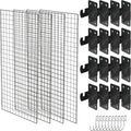 NACETURE Grid Wall Panels- 4 Pcs 2x4 ft Black Grid Wall Panel Display with 16 Gridwall Hooks & 10 S-Hooks, Space Saving Wire Mesh Panels for Retail, Garage, Home & Office Storage