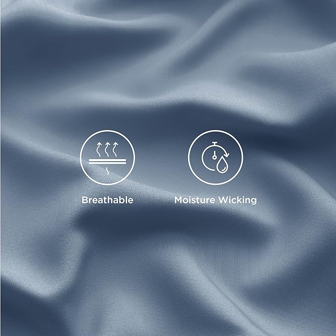 Bedsure Cooling Sheets Twin XL, Rayon Derived from Bamboo, Breathable & Soft Twin XL Sheet Sets, Deep Pocket Up to 16 Inches, Hotel Luxury Silky Dorm Bedding for Hot Sleepers, Dusty Blue