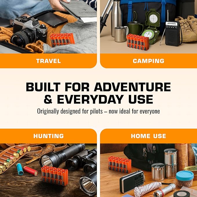Storacell AA-12 Battery Storage Caddy and Dispenser (Pack of 2), Orange, Holds 12 AA Batteries (Not Included), Durable & Compact Design, The Original Battery Caddy, Made in The USA