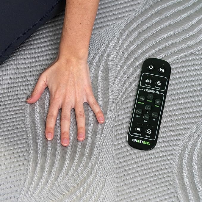 GhostBed Massage Mat with 3" Gel Memory Foam - 7 Full-Body Massage and Stretching Programs, Plus Vibration and Heat Therapy, Charcoal Grey