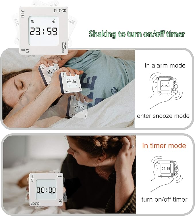 Timer, Creative Shaking Alarm Clock, 5, 25 and Any Minute Time Management Device, Kitchen Timer, Classroom or Meeting Timer, Sports Timer
