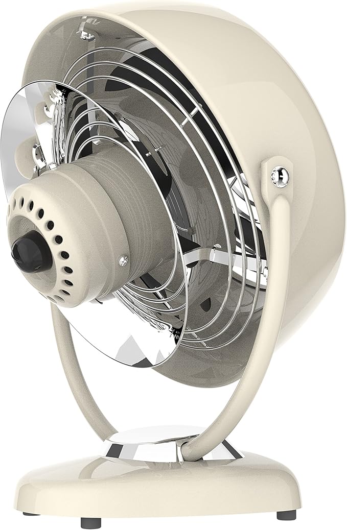 Vornado VFAN™ Vintage Fan, Retro Metal Air Circulator for Cooling & Décor, 3 Speed Settings, Adjustable Tilt, Powerful Airflow, Durable Construction, Manual Dial Control, Vintage White