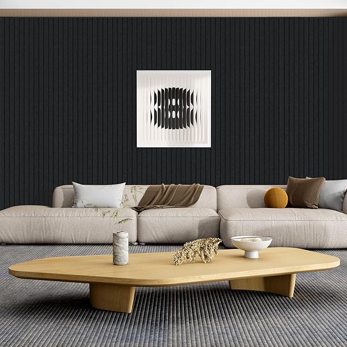 5 Pack Acoustic Panels, 48 x 24x 0.4 Inch Sound Proof Panels for Walls, Premium Wall Sound Absorbing Panels, Decorative Sound Dampening Panels for Media Room, Office and Studio,Black