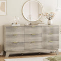 Xixini Fluted Dresser for Bedroom with 9 Drawers, 57" Wide Modern Chest of Drawers with Metal Handle, Wooden Dresser TV Stand, Wood Closet Clothes Storage Organizer for Living Room, Hallway, Grey