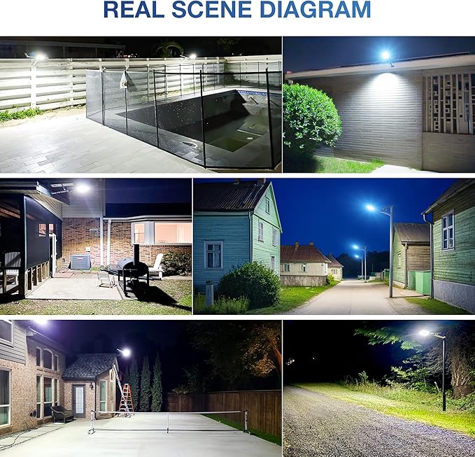 OKPRO 10000W Solar Street Light, Super Bright LED Beads Solar Lights Outdoor Waterproof IP66, Parking Lot Light Commercial Dusk to Dawn,Flood Light with Remote Control for Yard, Driveway(2Pack)