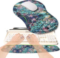 KUOSGM 2-in-1 Ergonomic Set, Wave Rise Keyboard Wrist Rest and Massage Bulge Slope Mouse Pad Wrist Support, Cushion Memory Foam Integrated to Relieve Wrist Pain, Galaxy Mandala