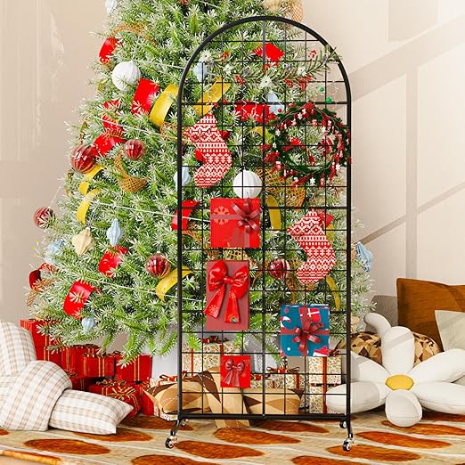 VGMiu Grid Wall Panel 2PCS Display Stand 2' x 5.2' FT Black Grid Wall Panels Movable Retail Display Racks Floorstanding Gridwall Heavy Duty with Wheel for Art Craft Photo Displays Fair Trade Show