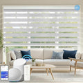 COOLWINDS Motorized Zebra Blinds for Windows Cordless Electric Curtains with Remote Control Blackout Shades Custom Smart Blinds Compatible with Alexa Google Home(95% Blackout Grey,W24 X 72in)