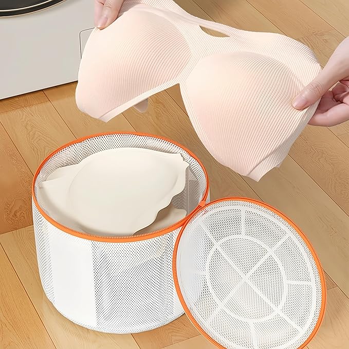 Bra Washing Bag with Anti-Deformation Structure and Fixed Hand-Wash Board,Bra Bag for Washing Machine,Laundry Bag for Delicates (White)