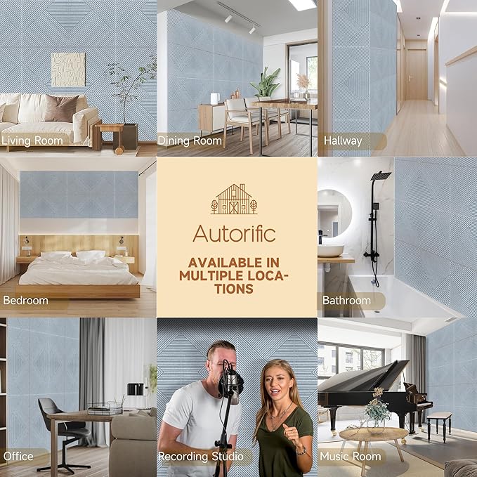 Acoustic Panels for Wall and Ceiling - 6 Pack 2'x2'x0.4",Self-Adhesive 3D Decorative Wall Panels,Silver Grey