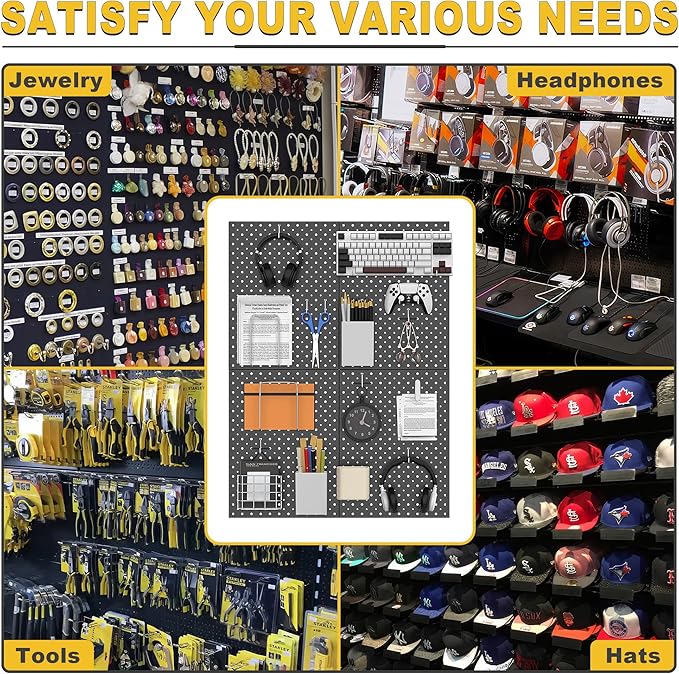 Ultrawall Metal Pegboard Panels, Pegboard Wall Organizer, Black Peg Boards for Wall, Garage Tool Storage Organization, 12"X16", 4pcs