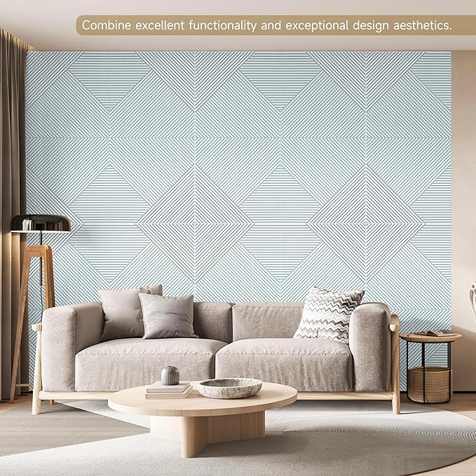 Acoustic Panels for Wall and Ceiling - 6 Pack 2'x2'x0.4",Self-Adhesive 3D Decorative Wall Panels,White