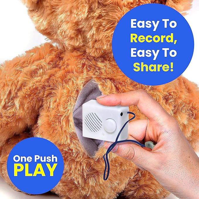 EZSound Box - 10 inch Extension Play Button for Stuffed Animals, Craft Projects, School Presentations, Hobbies, Personalized Items, Model Trains, etc - 200 Seconds - Rerecordable Thru Audio Port