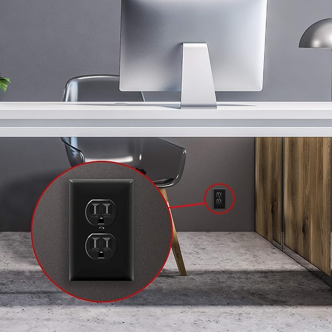 ENERLITES Duplex Receptacle Outlet Wall Plate, Size 1-Gang 4.50" x 2.76", Unbreakable Polycarbonate Thermoplastic, UL Listed, 8821-BK-10PCS, Black (10 Pack)