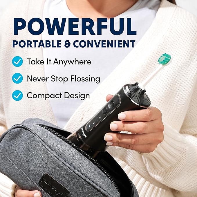 Puur Smile Professional Water Flosser - Advanced Dental Care for a Healthier Mouth, Gum, and Teeth - IPX7 Waterproof Oral Irrigator | 7 Replacement Tips, Travel-Friendly, Rechargeable - Oral Hygiene