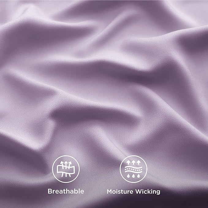 Bedsure Cooling Sheets Twin XL, Rayon Derived from Bamboo, Breathable & Soft Twin XL Sheet Sets, Deep Pocket Up to 16 Inches, Hotel Luxury Silky Dorm Bedding for Hot Sleepers, Lilac