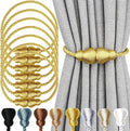 Nieffeiy Magnetic Curtain Tiebacks Outdoor Curtain Tie Backs Rope Decorative Magnetic Curtain Holders for Drapes Window Treatment Holdbacks, Gold 6Pack