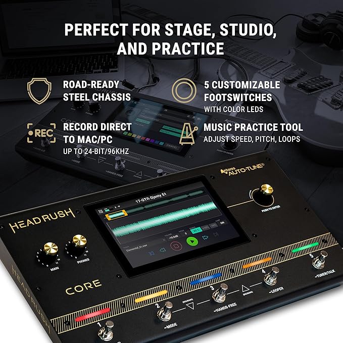 HeadRush Core - Guitar and Vocal Multi Core Effects Amp Modeling Processor with Cloning, Looper, Antares Auto-Tune, Wi-Fi, Touchscreen, and Bluetooth