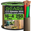 GEARit Outdoor Speaker Wire CL3 Rated, 16 Gauge Speaker Wire, Speaker Cable 250 ft for Outdoor Speakers, Patio, Garden, Backyard Audio, Direct Burial in Ground/in Wall, OFC (Brown, 4-Conductors)