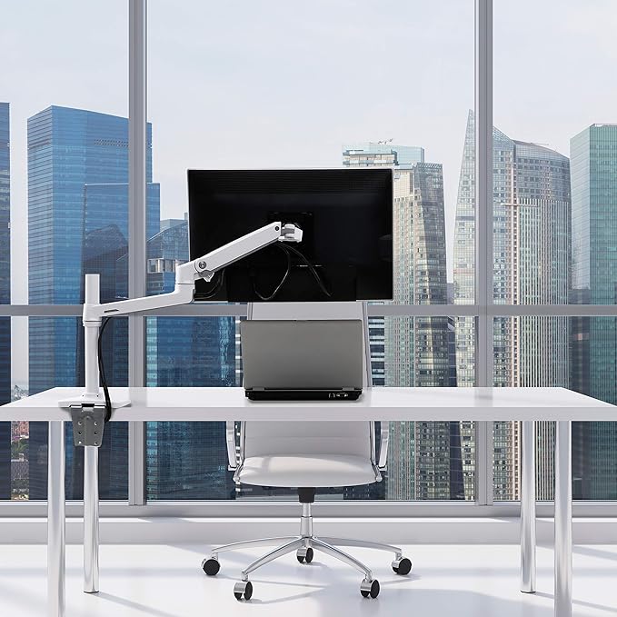 Ergotron – LX Monitor Arm, Single Monitor Desk Mount – fits Flat Curved Ultrawide Computer Monitors up to 34 Inches, 7 to 25 lbs, VESA 75x75mm or 100x100mm – Tall Pole, White