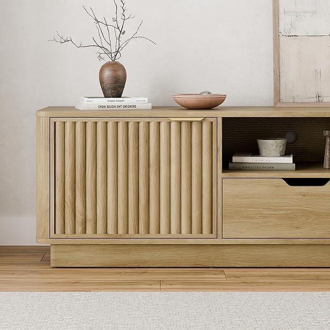 Lab Cosi TV Stand for TVs up to 80'',Modern TVStand with Drawer Storage,TV Console with Adjustable Shelve Storage