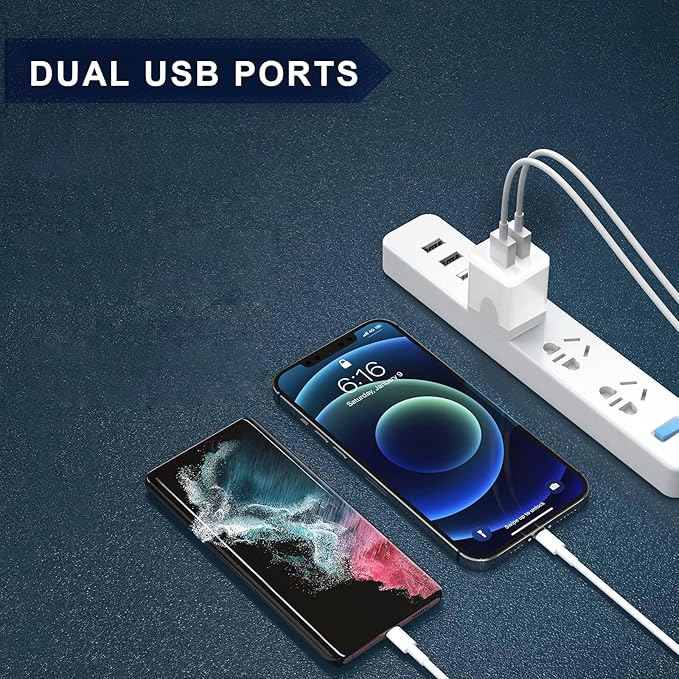 USB Wall Charger，Dual A USB Port Cube Power Plug Adapter，Fast Phone Charger Block Charging Box Brick for Phone 16 15 14 13 12 11 Pro Max 10 Se X 8 7 Plus,and More【2 Pack】