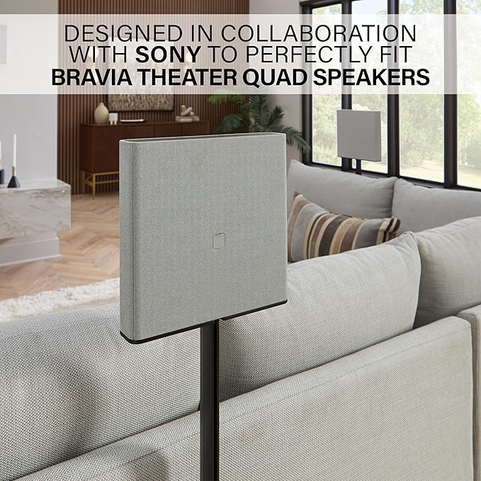 SANUS Height-Adjustable Speaker Stands Compatible with BRAVIA Theater Quad Speakers - 17 inch Height Adjustment - Easy Install with Install Hardware (Pair/Black)