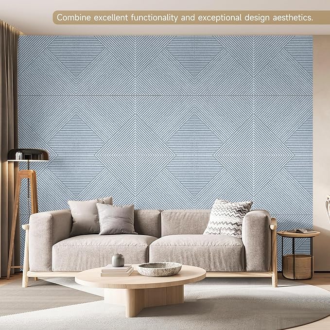 Acoustic Panels for Wall and Ceiling - 6 Pack 2'x2'x0.4",Self-Adhesive 3D Decorative Wall Panels,Silver Grey