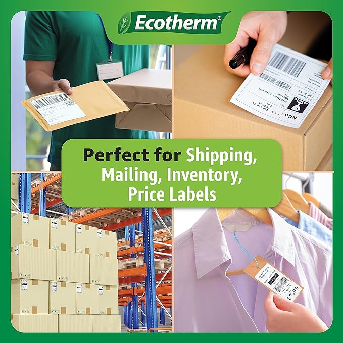 2"x1" Thermal Labels for Rollo, Munbyn, Zebra, Godex, Arkscan, iDPRT, Offnova Label Printers and More - White Paper Stickers - Small Multipurpose Labels | 15000 Labels | 6 Rolls | by Ecotherm
