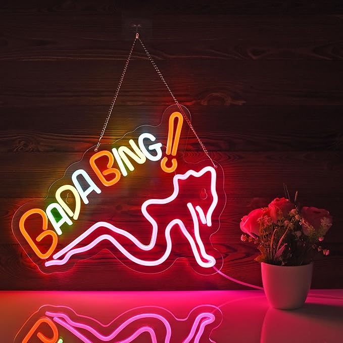 ZODZ Bada Bing Neon Sign for Wall Décor Sopranos Merch Girls Dimmable LED Neon Light Sign Decor