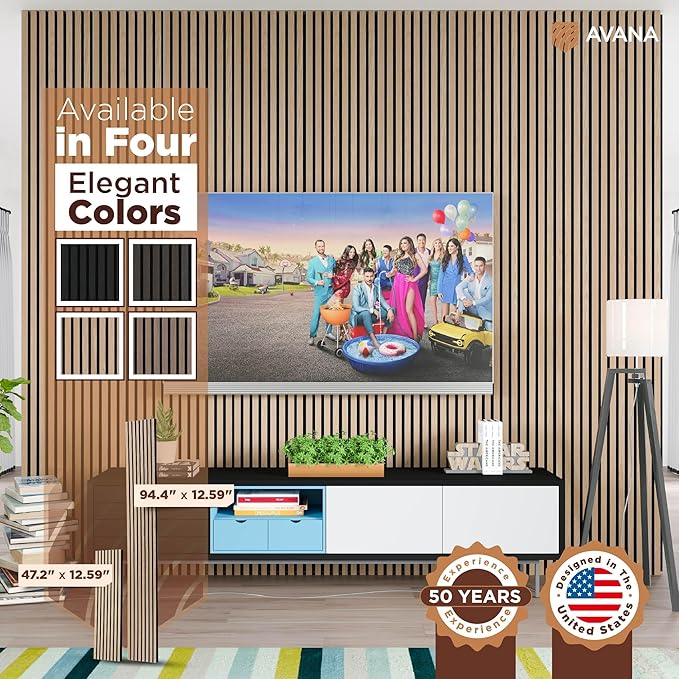 Avana Acoustic Wood Wall Panels – 47.2 X 12.6 Inch White Oak Acoustic Panels 1 PC – Wall Panels For Interior Wall Decor For Homes, Offices, Studios – Modern Sturdy And Durable Wood Panels For Wall