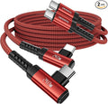 USB C Cable [2Pack, 6.6ft] 240W Fast Charging Type C Cord, Nylon Braided USB 2.0 Cable for iPhone 17 16 15 Pro Plus Pro Max Air, iPad Pro, Samsung Galaxy S24 S23, Switch, MacBook Pro, Pixel-Red